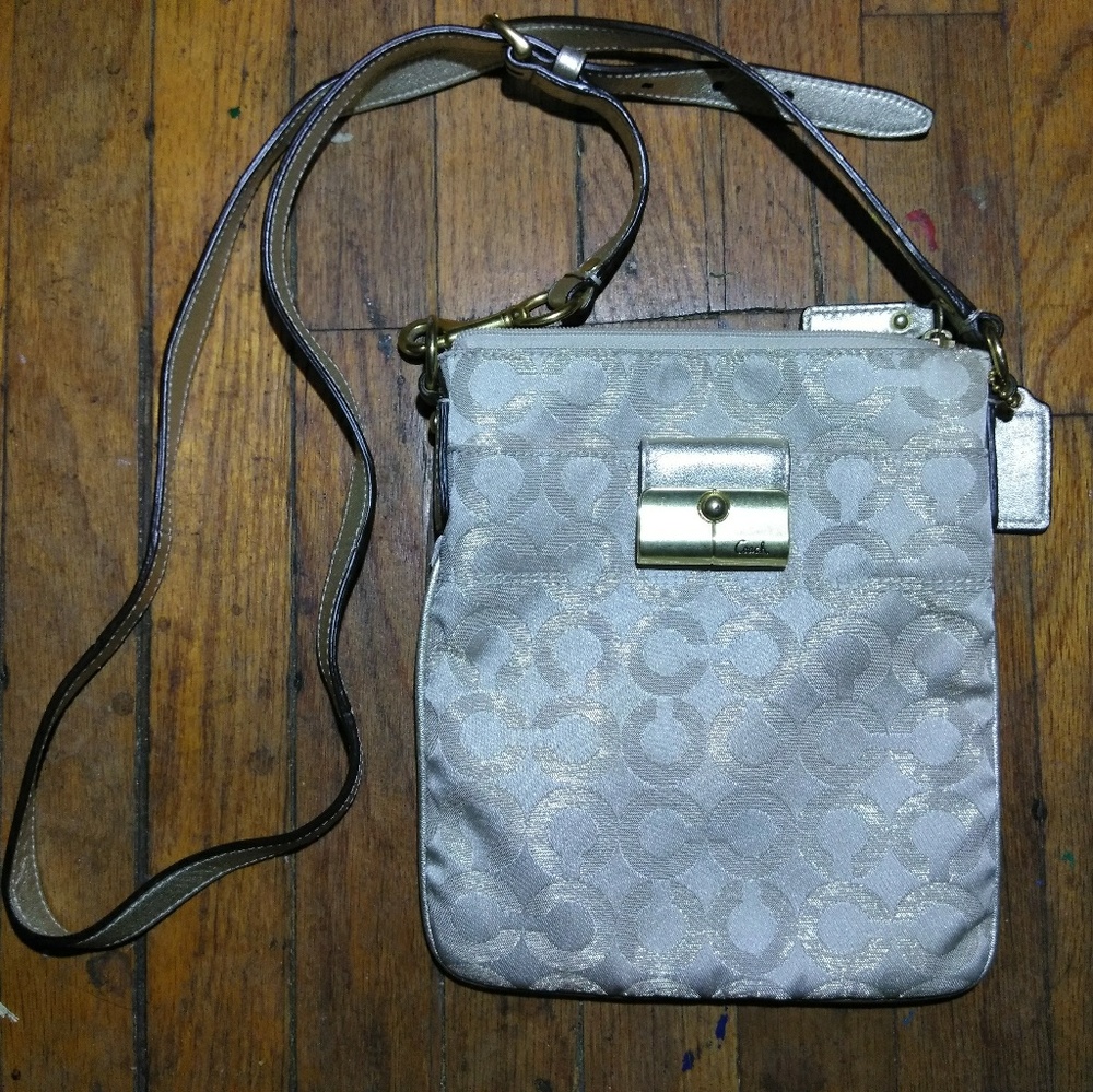 Kristin Crossbody Coach Bag - Gold/White